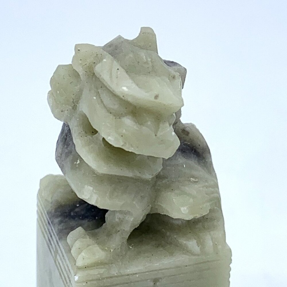 Vintage Chinese Soapstone Foo Dog Seal Pair DRAGON & EXCELLENT 2.5" Carved Chop - Picture 5 of 9